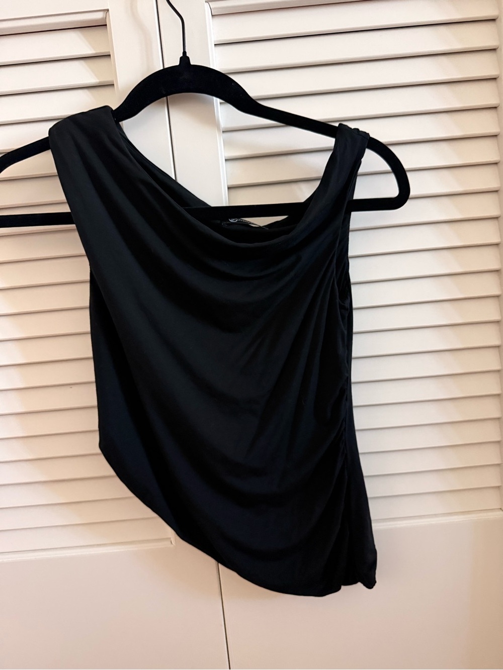 Black Asymmetrical Drape Women’s Top - Brand Unknown